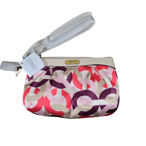 NWT Authentic Coach Wristlet Clutch Wallet Chainlink C Monogram Colorful Purse - Picture 2 of 7